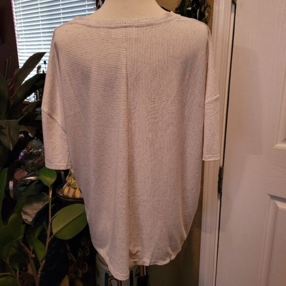 Women's Bell Kim Gravel Top Beige White Stripe Striped Medium Front Tie … - Picture 6 of 8